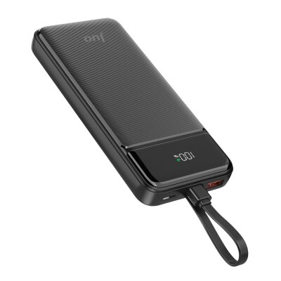 Juo 10000mAh 22.5W Led Ekranlı Lightning ve Type-C Kablolu Powerbank Taşınabilir Hızlı Şarj Cihazı Siyah - 7