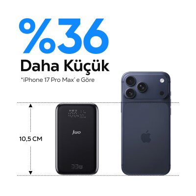 Juo 10000mAh 33W LED Watt Amper Göstergeli USB-A + Type-C Powerbank Taşınabilir Hızlı Şarj Cihazı - 3