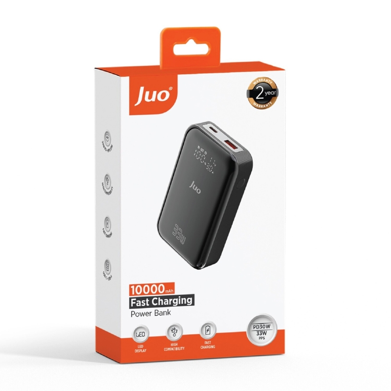 Juo 10000mAh 33W LED Watt Amper Göstergeli USB-A + Type-C Powerbank Taşınabilir Hızlı Şarj Cihazı - 7