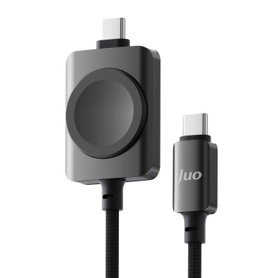 Juo 100W Type-C to Type-C Hızlı Şarj Kablosu Apple Watch Uyumlu Manyetik Şarj Özellikli 2'si 1 Arada Kablo 1.2 Metre - Juo