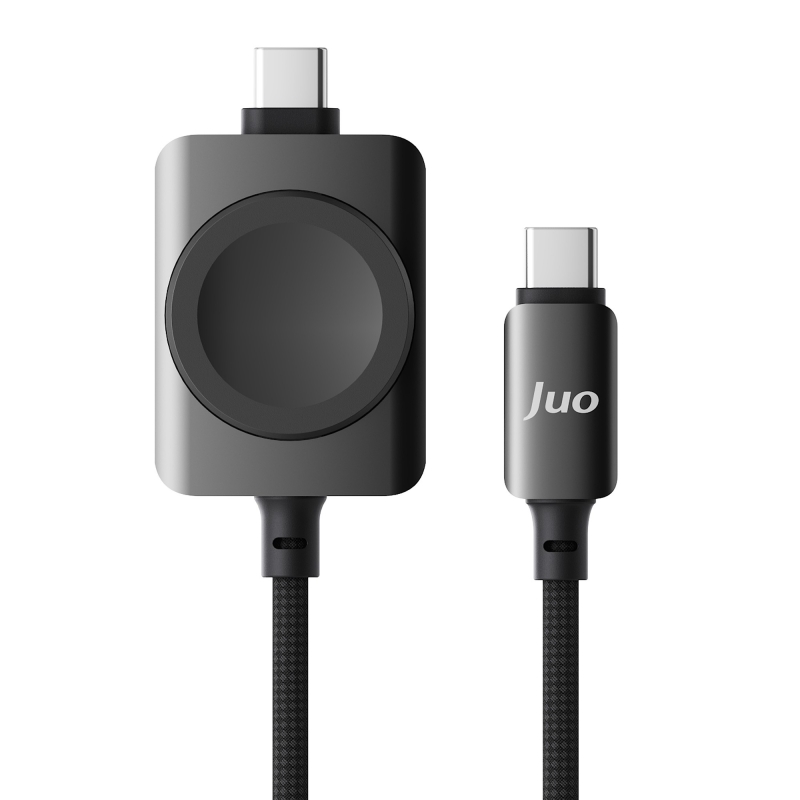 Juo 100W Type-C to Type-C Hızlı Şarj Kablosu Apple Watch Uyumlu Manyetik Şarj Özellikli 2'si 1 Arada Kablo 1.2 Metre - 7