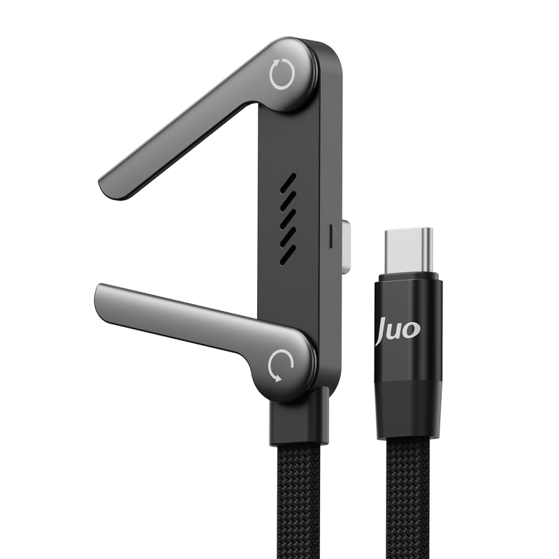 Juo 100W Type-C to Type-C Hızlı Şarj Kablosu Katlanabilir Standlı E-Mark Çipli Örgülü 1.2 Metre Kablo - 1