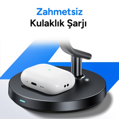 Juo 25W Qi2 iPhone Apple Watch Airpods Magsafe Uyumlu Manyetik Kablosuz Şarj İstasyonu Soğutucu Fanlı LED Işıklı Masaüstü Şarj Standı Beyaz - 5
