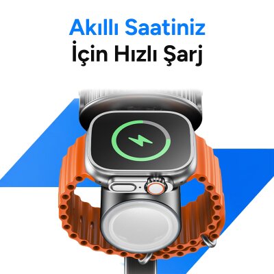 Juo 25W Qi2 iPhone Apple Watch Airpods Magsafe Uyumlu Manyetik Kablosuz Şarj İstasyonu Soğutucu Fanlı LED Işıklı Masaüstü Şarj Standı Siyah - 5