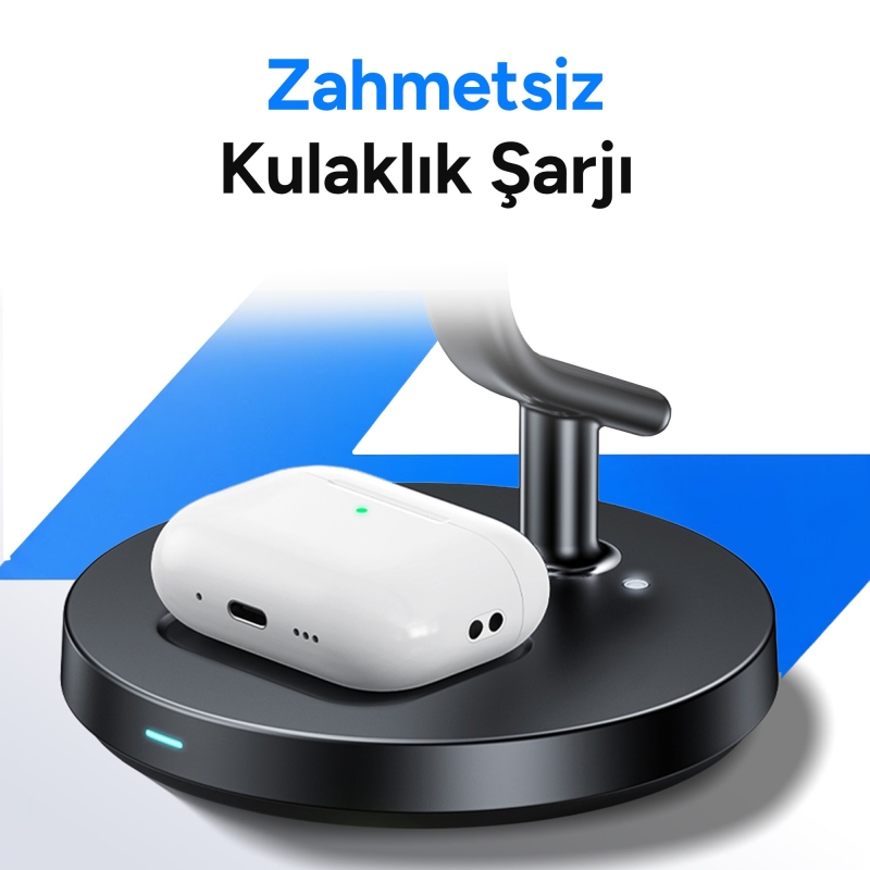 Juo 25W Qi2 iPhone Apple Watch Airpods Magsafe Uyumlu Manyetik Kablosuz Şarj İstasyonu Soğutucu Fanlı LED Işıklı Masaüstü Şarj Standı Turuncu - 5