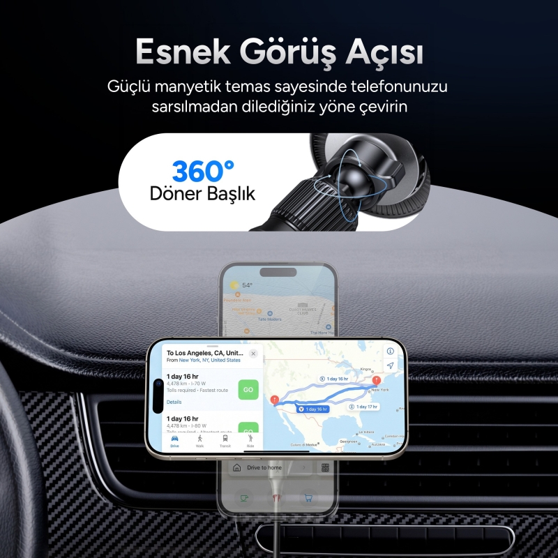 Juo 25W Qi2.2 MagSafe Uyumlu Manyetik Kablosuz Araç Şarj Cihazı Soğutucu Fanlı Havalandırma Izgarası Telefon Tutucu - 5