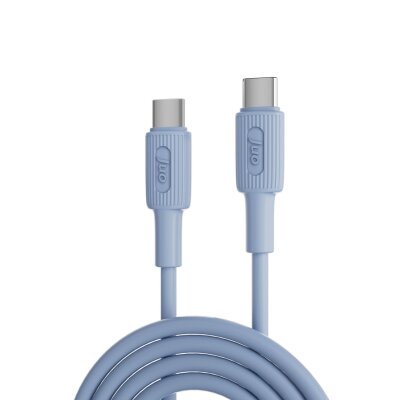 Juo 60W USB Type-C to Type-C Silikon Hızlı Şarj ve Data Kablosu Mavi 2 Metre - Juo