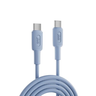 Juo 60W USB Type-C to Type-C Silikon Hızlı Şarj ve Data Kablosu Mavi 2 Metre - 5