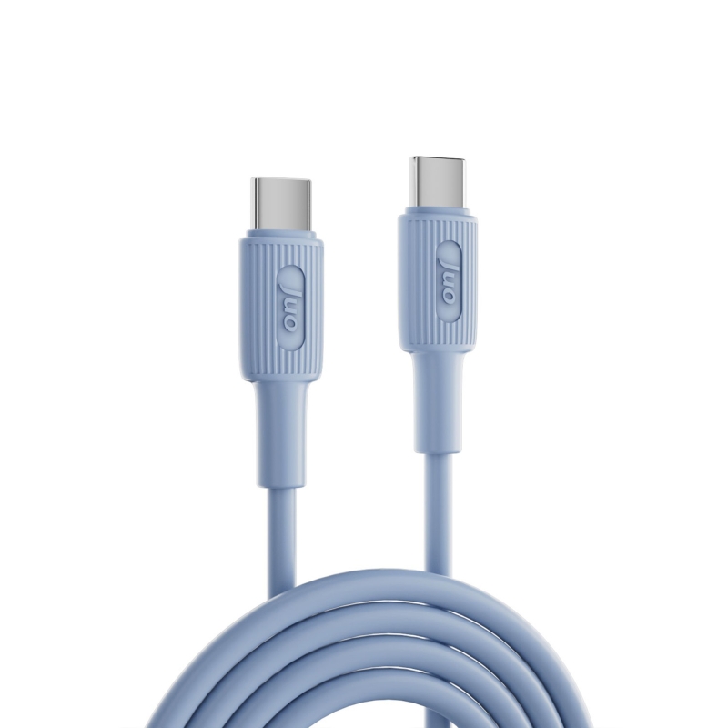 Juo 60W USB Type-C to Type-C Silikon Hızlı Şarj ve Data Kablosu Mavi 2 Metre - 5
