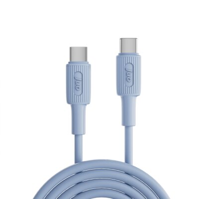 Juo 60W USB Type-C to Type-C Silikon Hızlı Şarj ve Data Kablosu Mavi 2 Metre - 6