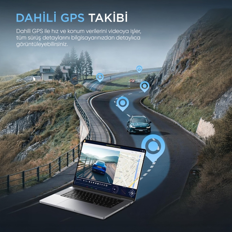 Juo C30 2K QHD Ön + FHD iç + FHD Arka 3 Kameralı WiFi GPS HDR Araç Kamerası Ekranlı 170° Geniş Açı Gece Görüş Araç içi Kamera - 5