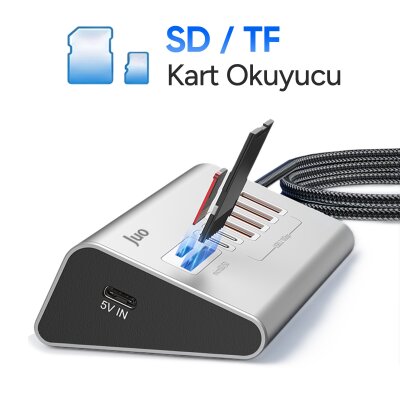 Juo JH432 Type-C ve USB-A 8 Portlu 4*USB-A 2*Type-C 10Gbps USB Hub Çoklayıcı SD/MicroSD Kart Okuyucu Dönüştürücü Hub - 4