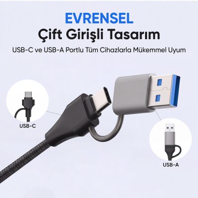 Juo JH432 Type-C ve USB-A 8 Portlu 4*USB-A 2*Type-C 10Gbps USB Hub Çoklayıcı SD/MicroSD Kart Okuyucu Dönüştürücü Hub - 5