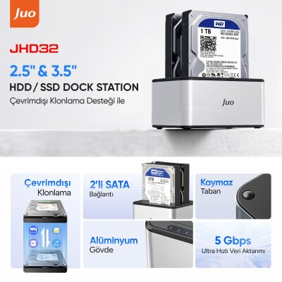 Juo JHD32 USB 3.0 Çift Yuvalı 2.5