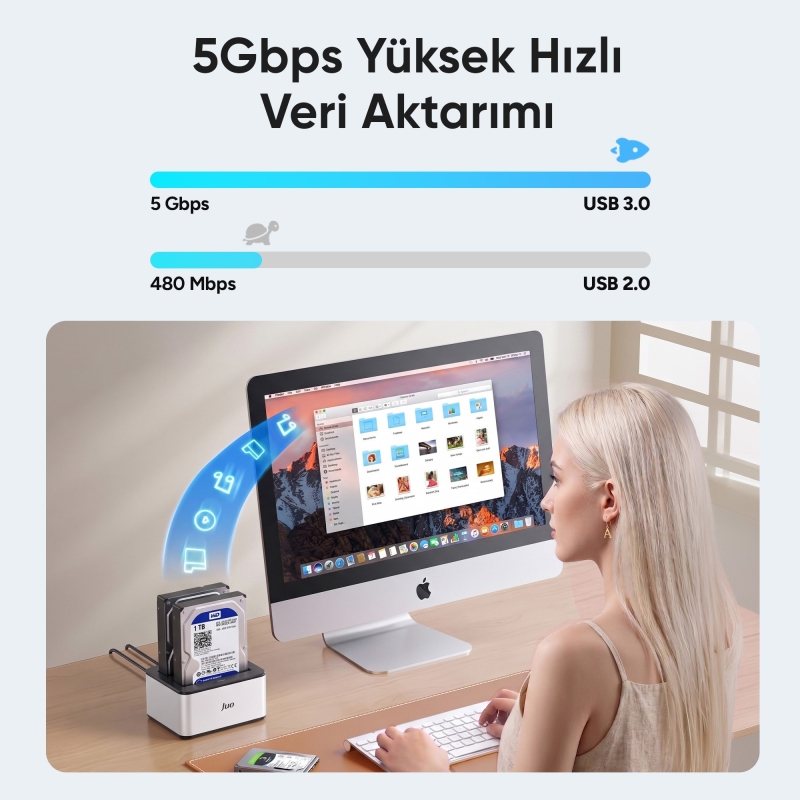 Juo JHD32 USB 3.0 Çift Yuvalı 2.5