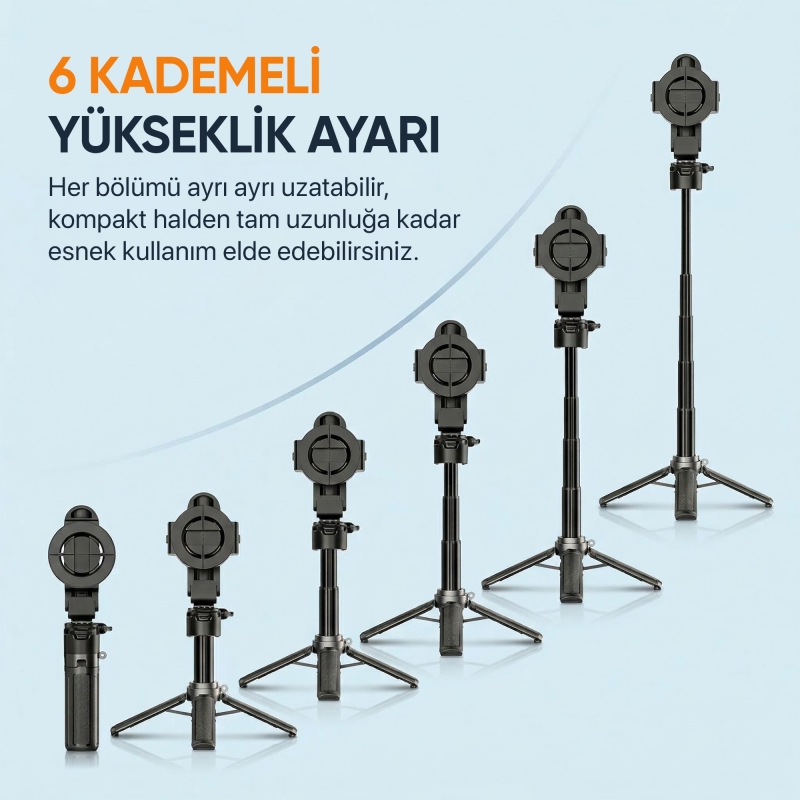 Juo JST20 Kumandalı Mini Tripod Monopod Selfie Çubuğu Android iPhone Uyumlu Beyaz - 5