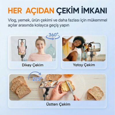 Juo JST20 Kumandalı Mini Tripod Monopod Selfie Çubuğu Android iPhone Uyumlu Beyaz - 6