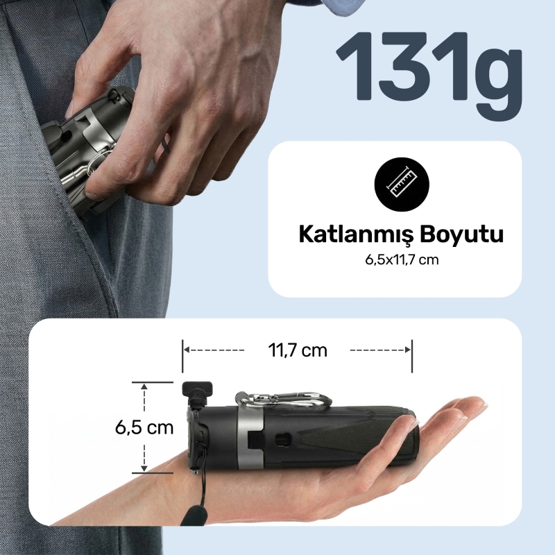 Juo JST20 Kumandalı Mini Tripod Monopod Selfie Çubuğu Android iPhone Uyumlu Beyaz - 9