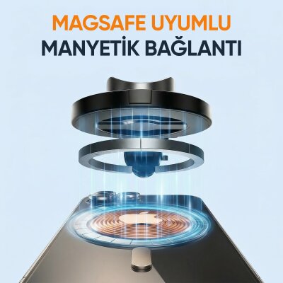 Juo JST30 Magsafe Manyetik Kumandalı Tripod Monopod Selfie Çubuğu Android iPhone Uyumlu Siyah - 3