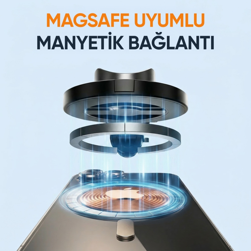 Juo JST30 Magsafe Manyetik Kumandalı Tripod Monopod Selfie Çubuğu Android iPhone Uyumlu Siyah - 3
