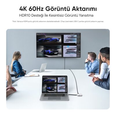 Juo MagSafe Uyumlu Type-C Hub 2230 NVMe SSD Kutusu 4K ProRes Kayıt 4K 60Hz HDMI PD 100W PD SD/microSD Kart Okuyucu AUX 10Gbps USB 3.2 Çoklayıcı Dönüştürücü - 7