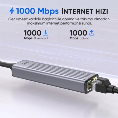 Juo Type-C 4 Portlu 1x USB-A 1x Type-C RJ45 Gigabit Ethernet 100W PD Şarj Girişi Çoklayıcı Dönüştürücü Hub - 4