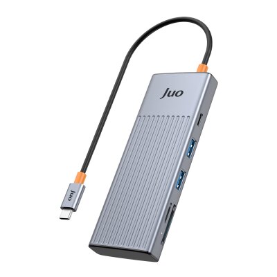 Juo Type-C 7 Portlu 4K 60Hz HDMI SD MicroSD Kart Okuyucu 100W PD Type-C ve 2*USB 3.2 Çoklayıcı Hub Dönüştürücü - Juo