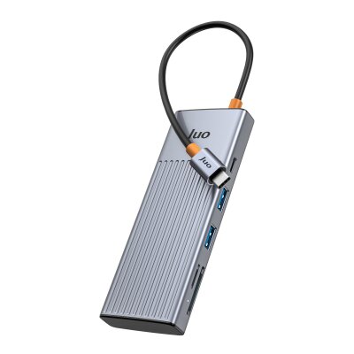 Juo Type-C 7 Portlu 4K 60Hz HDMI SD MicroSD Kart Okuyucu 100W PD Type-C ve 2*USB 3.2 Çoklayıcı Hub Dönüştürücü - 7