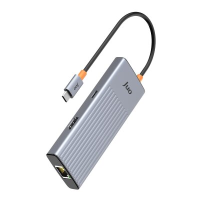 Juo Type-C 9 Portlu 4K 60Hz HDMI Gigabit Ethernet Dönüştürücü SD MicroSD Kart Okuyucu 100W PD 3*USB 3.2 Çoklayıcı Hub - 7