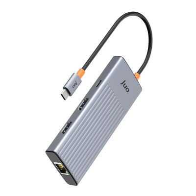 Juo Type-C 9 Portlu Dual 4K 60Hz HDMI MST Gigabit Ethernet Dönüştürücü 100W PD 4*USB 3.2 Çoklayıcı Hub - 6