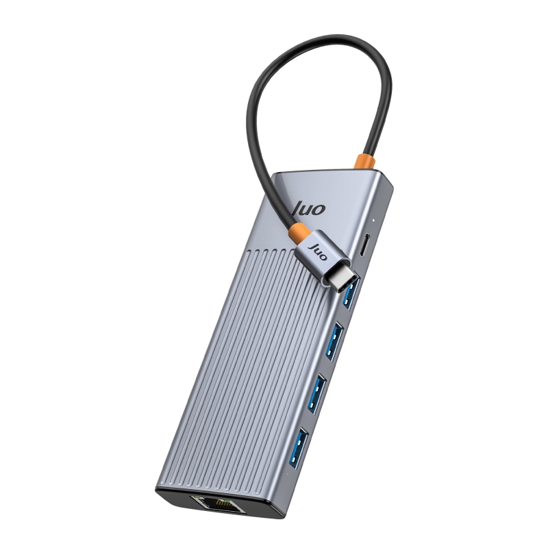 Juo Type-C 9 Portlu Dual 4K 60Hz HDMI MST Gigabit Ethernet Dönüştürücü 100W PD 4*USB 3.2 Çoklayıcı Hub - 7