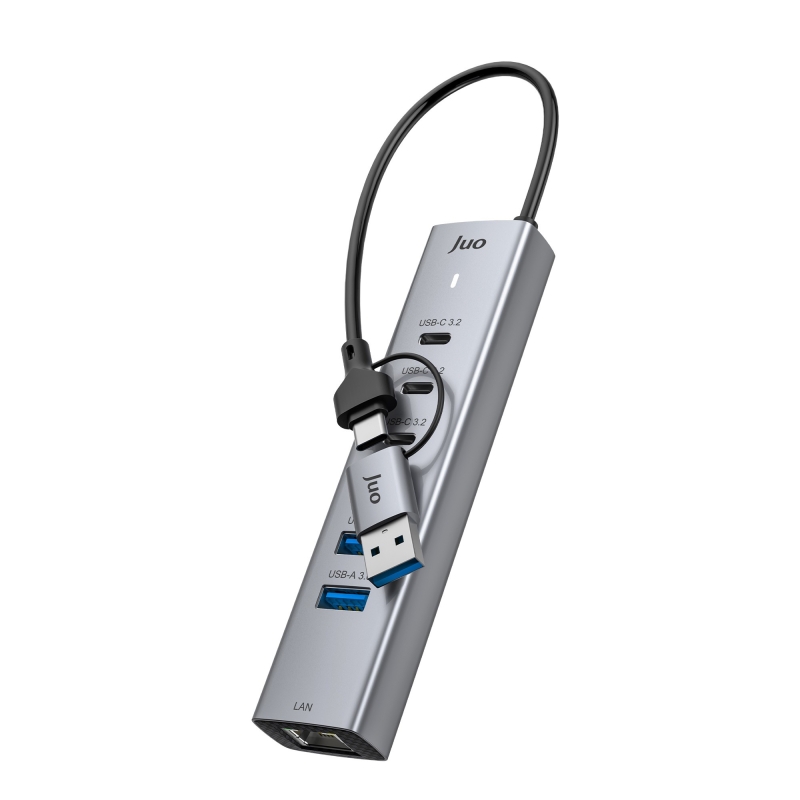 Juo Type-C ve USB-A 7 Portlu 3*USB-A 3*Type-C Gigabit Ethernet Dönüştürücü USB Çoklayıcı Hub - 8