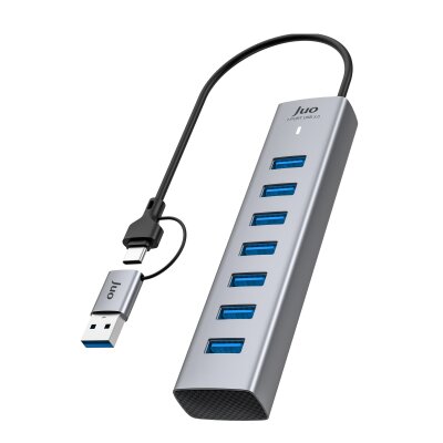 Juo Type-C ve USB-A 7 Portlu 7*USB 3.0 5Gbps USB Hub Çoklayıcı Dönüştürücü - Juo