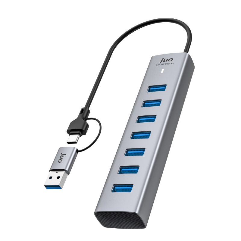 Juo Type-C ve USB-A 7 Portlu 7*USB 3.0 5Gbps USB Hub Çoklayıcı Dönüştürücü - 1