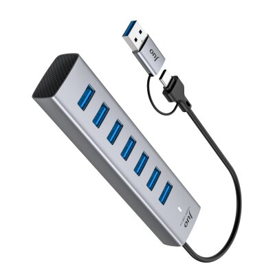Juo Type-C ve USB-A 7 Portlu 7*USB 3.0 5Gbps USB Hub Çoklayıcı Dönüştürücü - 5