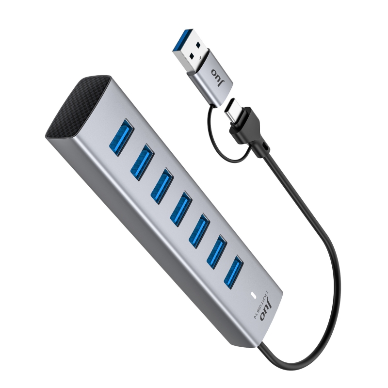 Juo Type-C ve USB-A 7 Portlu 7*USB 3.0 5Gbps USB Hub Çoklayıcı Dönüştürücü - 5
