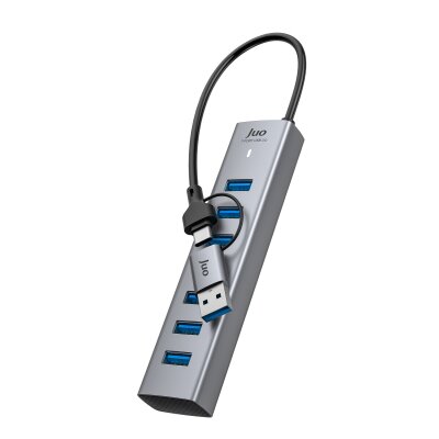 Juo Type-C ve USB-A 7 Portlu 7*USB 3.0 5Gbps USB Hub Çoklayıcı Dönüştürücü - 6