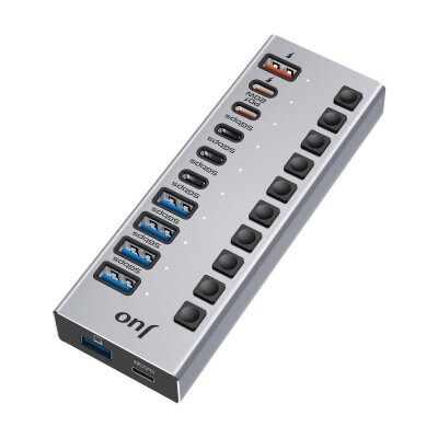Juo USB-A 10 Portlu Anahtarlı 5*USB-A 5*Type-C 5Gbps PD Hızlı Şarj Destekli USB 3.1 Çoklayıcı Dönüştürücü Hub - 7