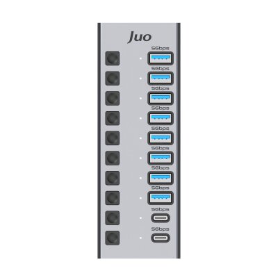 Juo USB-A 10 Portlu Anahtarlı 8*USB-A 2*Type-C 5Gbps USB 3.1 Çoklayıcı Dönüştürücü Hub - 7