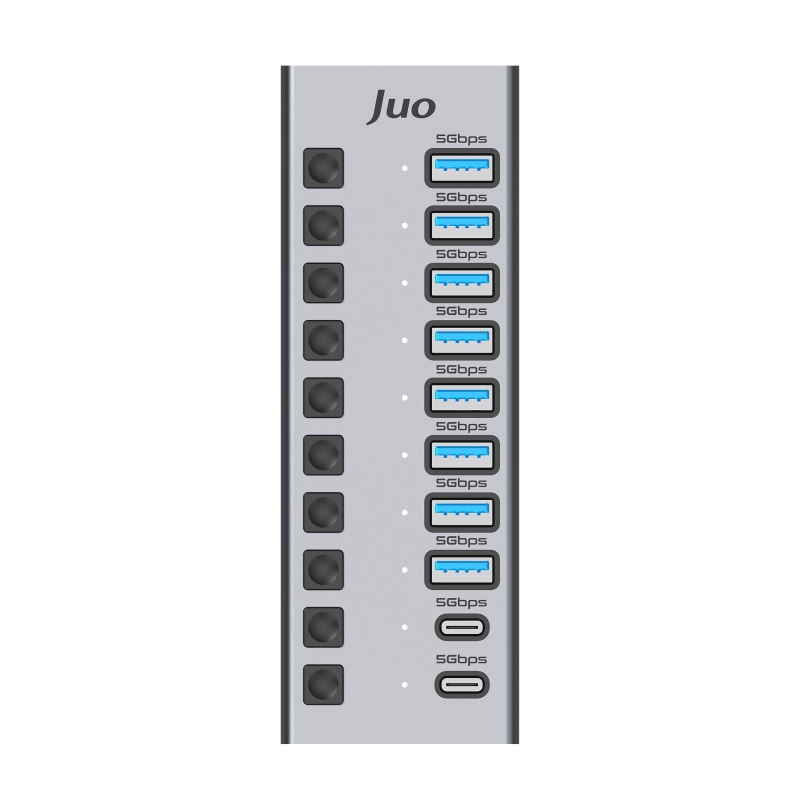 Juo USB-A 10 Portlu Anahtarlı 8*USB-A 2*Type-C 5Gbps USB 3.1 Çoklayıcı Dönüştürücü Hub - 7