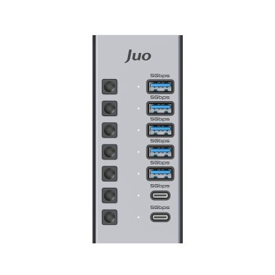 Juo USB-A 7 Portlu Anahtarlı 5*USB-A 2*Type-C 5Gbps USB 3.1 Çoklayıcı Dönüştürücü Hub - 7