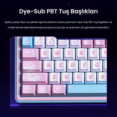 Leobog AMG65 Mekanik Klavye LED Matrix Ekranlı Jasper Switch RGB Hot-Swap Oyuncu Klavyesi Pembe - 6