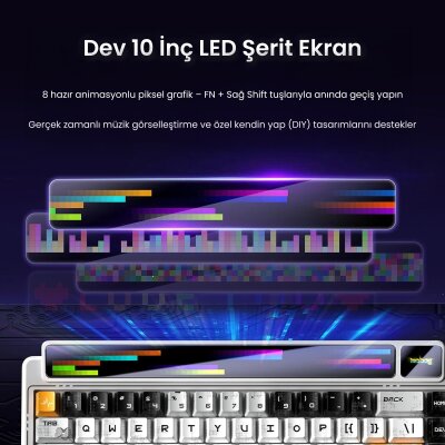 Leobog AMG65 Mekanik Klavye LED Matrix Ekranlı Jasper Switch RGB Hot-Swap Oyuncu Klavyesi Turuncu - 3