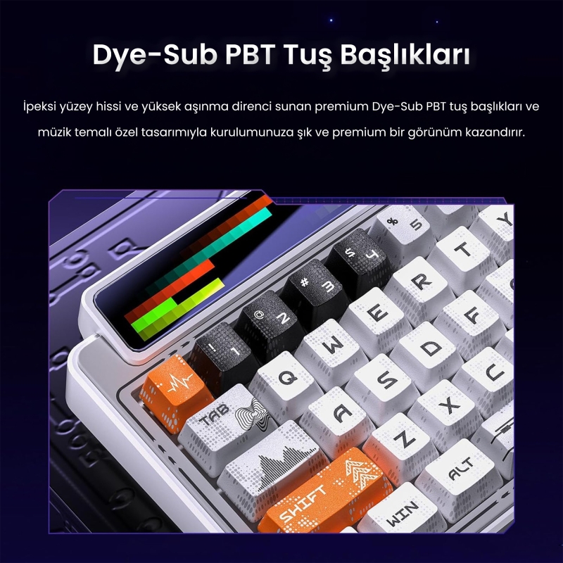 Leobog AMG65 Mekanik Klavye LED Matrix Ekranlı Jasper Switch RGB Hot-Swap Oyuncu Klavyesi Turuncu - 6