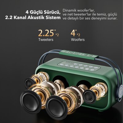 NowGo C1 100W Taşınabilir RGB Bluetooth Hoparlör Mikrofonlu Karaoke Parti Speaker Bej - 5