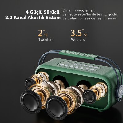 NowGo C2 60W Taşınabilir RGB Bluetooth Hoparlör IPX4 Parti Speaker Bej - 5
