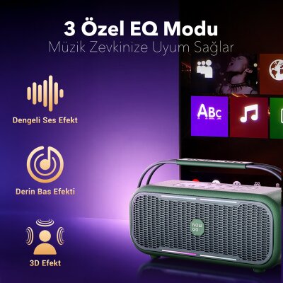 NowGo C2 60W Taşınabilir RGB Bluetooth Hoparlör IPX4 Parti Speaker Bej - 7