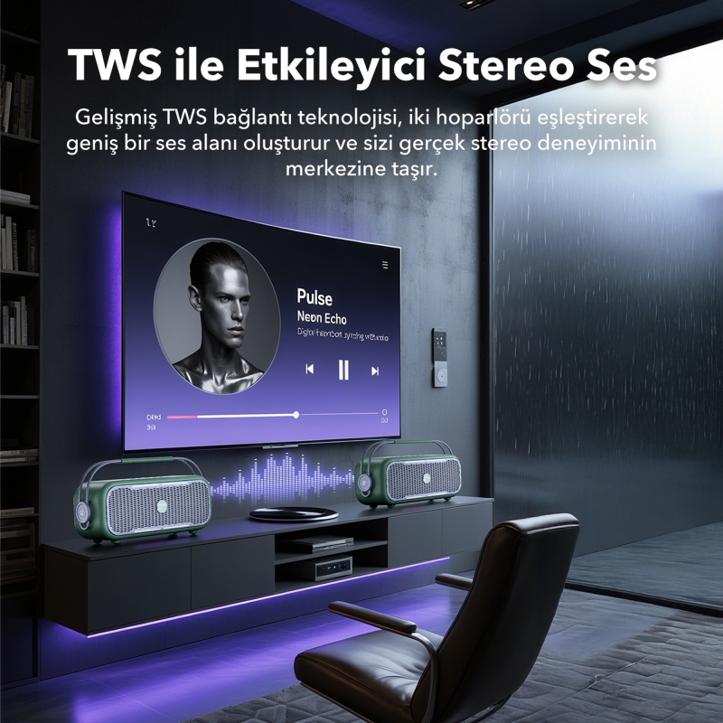 NowGo C2 60W Taşınabilir RGB Bluetooth Hoparlör IPX4 Parti Speaker Bej - 9