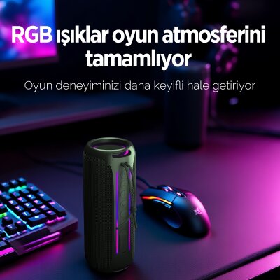 NowGo F6 20W RGB Speaker Su Geçirmez Taşınabilir Kablosuz Bluetooth Hoparlör Siyah - 9