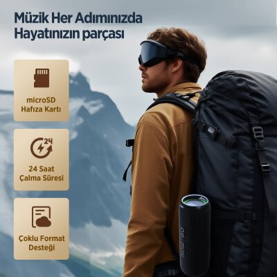 NowGo F6 20W RGB Speaker Su Geçirmez Taşınabilir Kablosuz Bluetooth Hoparlör Siyah - 10